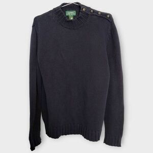 Lauren Ralph Lauren Womens Sweater Sz‎ Large Navy Cotton Nautical Coastal Preppy